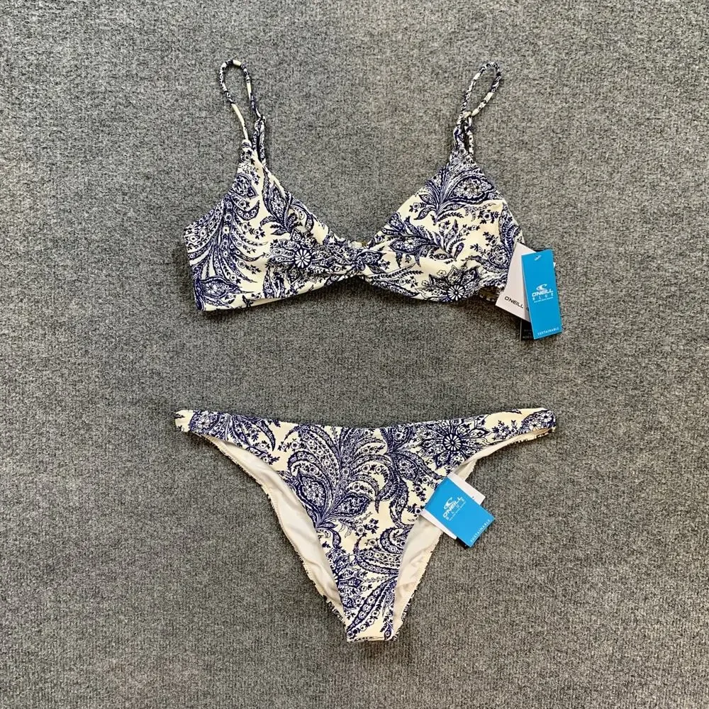 O'Neill Bikini Set Womens L/XL Multi Belle Flower Malibu Bralette Paisley 2 Pc